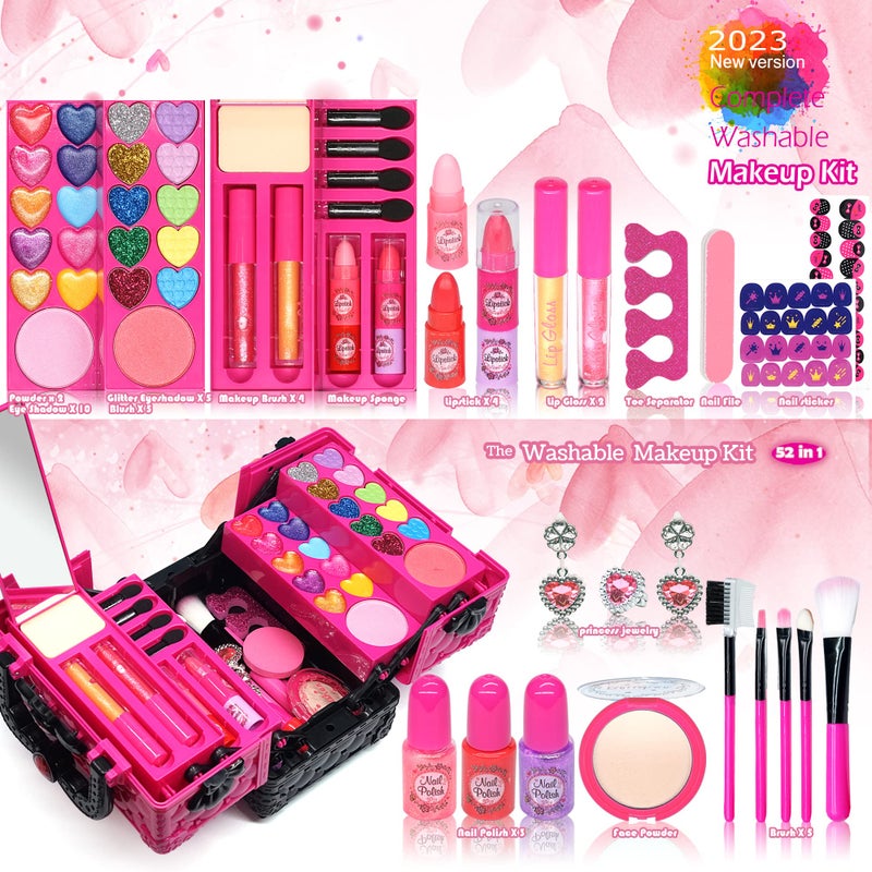 ROKKES Makeup Kit Toys for Girls - Kids Makeup Kit for Girl Washable Real Make-up Kit Toy for Little Girls  Toddler Make up & Non-Toxic Cosmetic Set  Age4-12 Year Olds Child Birthday Gift - Image 2